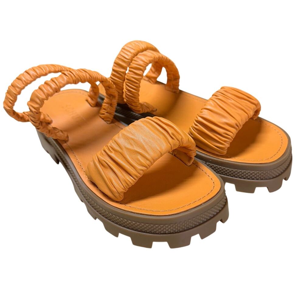 Schutz Leather Sporty Slide Sandals Orange Women's Size 5B New In Box